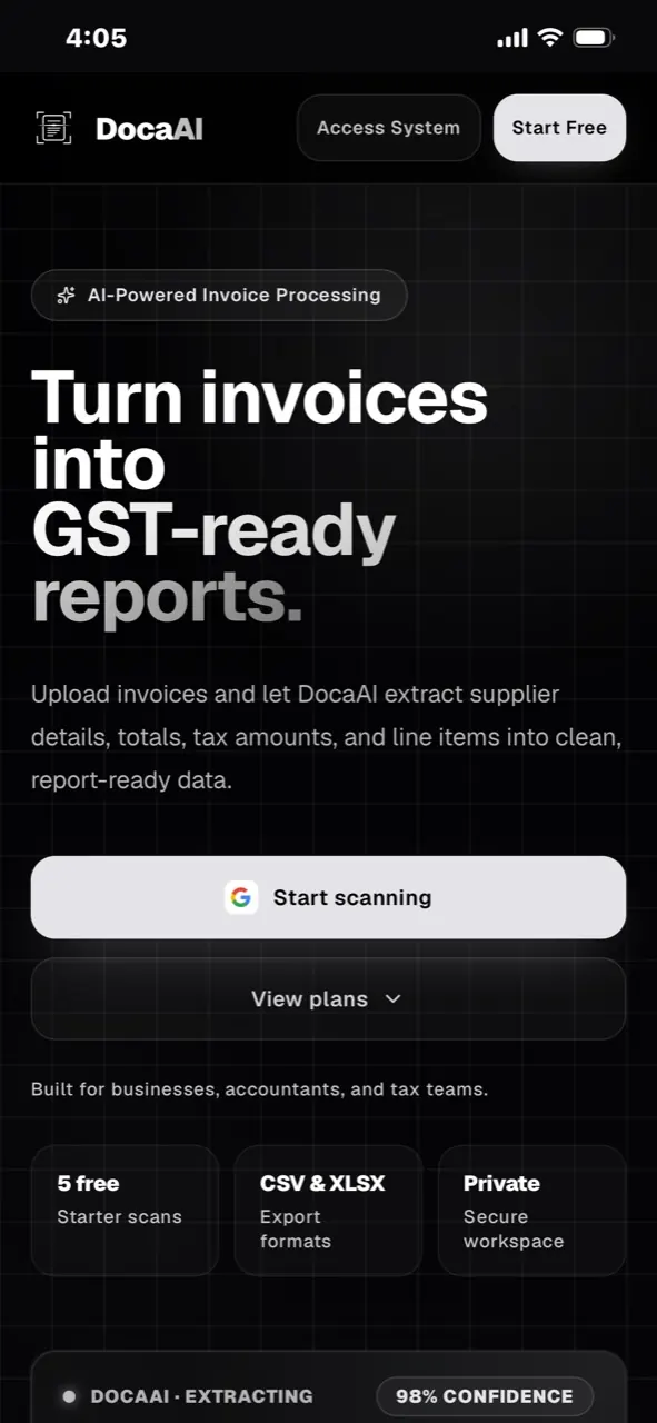 DocaAI product interface