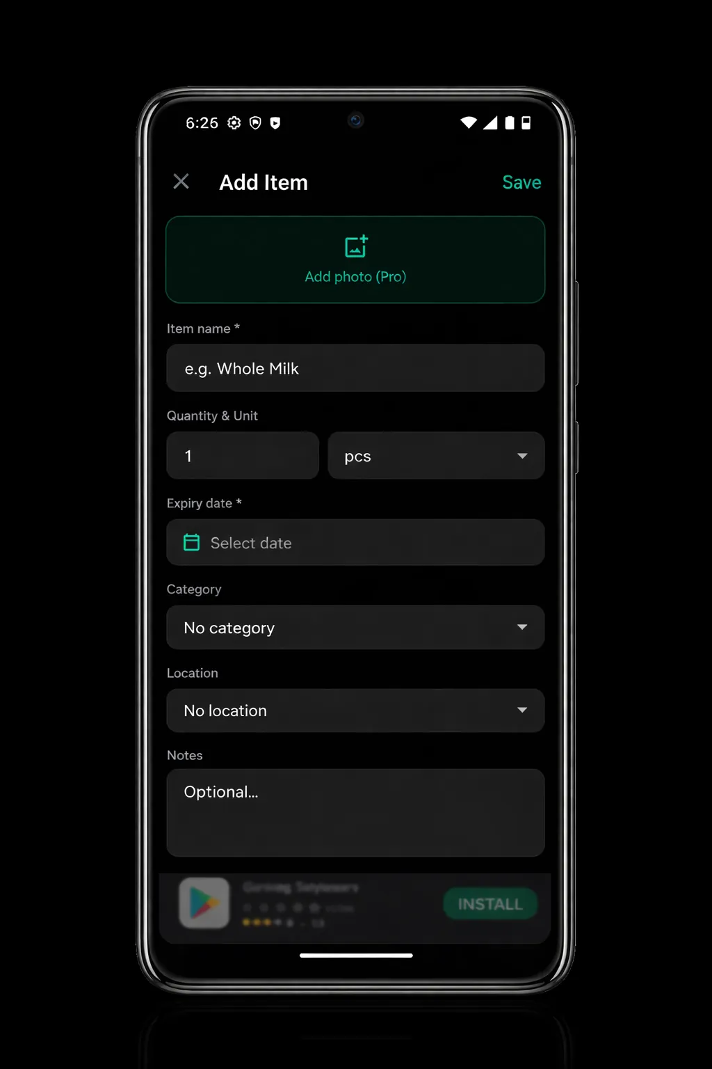 ExpiryVault inventory view