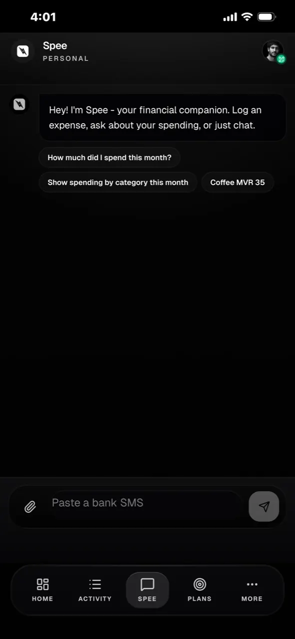 SpentAI PWA conversational expense assistant